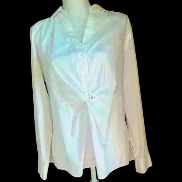 INC International Concepts ladies long sleeve cotton blend blouse Large Exc cond - Picture 1 of 8